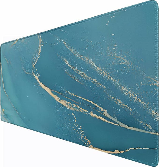Large Gaming Mouse Pad, 31.5" x15.7" Large Mat with Superior Micro-Weave Cloth, Water Resist Keyboard Mousepad with Non-Slip Base, Laptop Pad for Office Home Gaming, Marble Blue