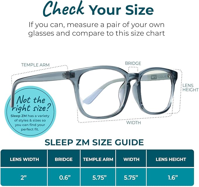 Sleep ZM Blue Light Blocking & Light Sensitivity Glasses - 8 Lens Types for Comfort, Relaxation, Sleep & Relief - 50+ Styles