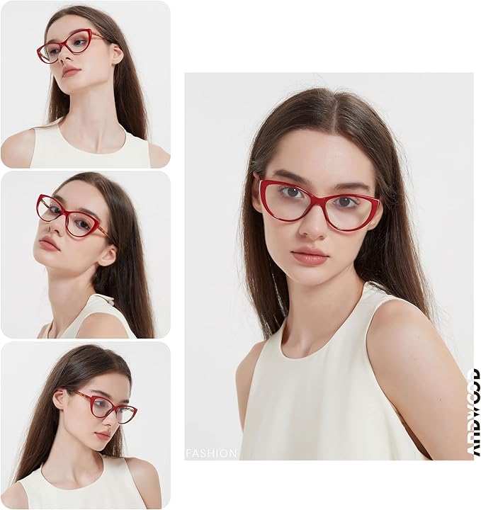 ANDWOOD Blue Light Blocking Glasses Women Bluelight Blocker Computer Cateye Clear Cat Eye Eyeglasses Frame AR003
