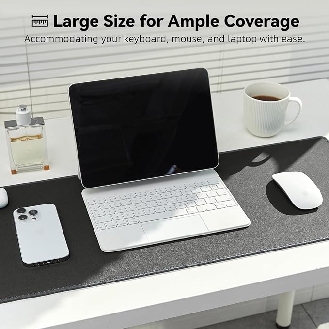 Waterproof Large Gaming Mouse Pad with Durable Stitched Edges, Non-Slip Rubber Base, Grainy Jacquard Mouse Mat Desk Pad for Home Office Gaming, 35.4''x15.7''x0.12'', Deep Gray