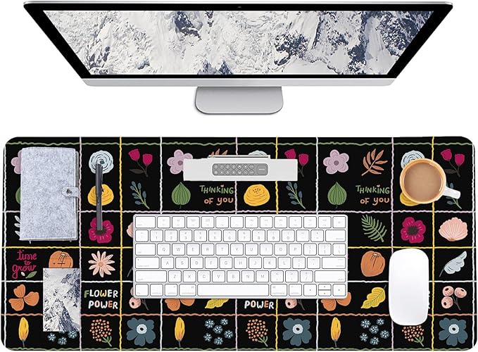 AUPET Leather Desk Pad Blotter Mat, Large Mouse Pad, Non-Slip Waterproof Desk Writing Pad Protector, Desk Decor for Office，Home，Gaming (Freeze-Frame Seasons, 23.6X13.7 inch)