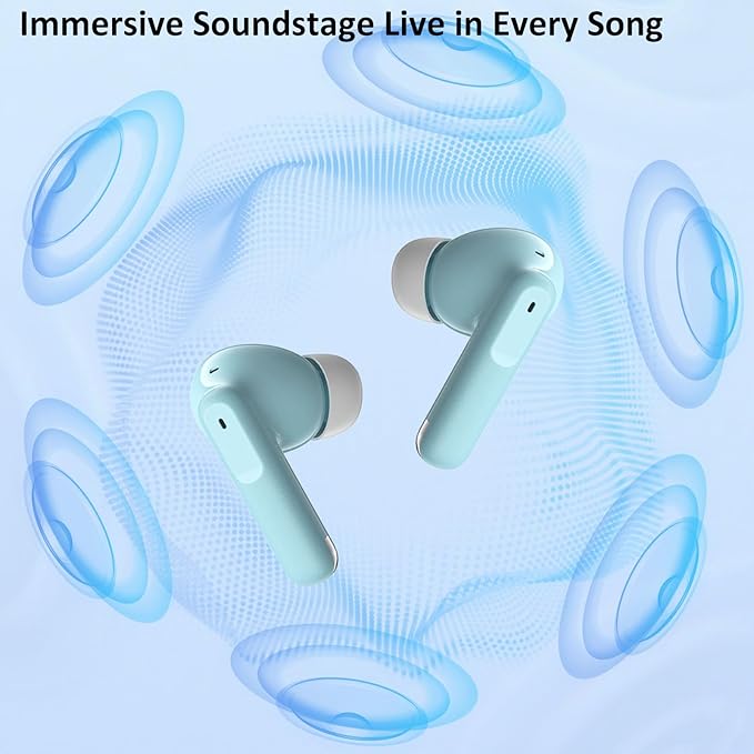 Wireless Earbuds Bluetooth 5.4, 6 Mic ENC Noise Cancelling Clear Call, in Ear Buds Deep Bass HiFi Stereo Sound, Big Dual LED Display 48H Playtime Earphones, IPX7 Waterproof Headphones for Android iOS