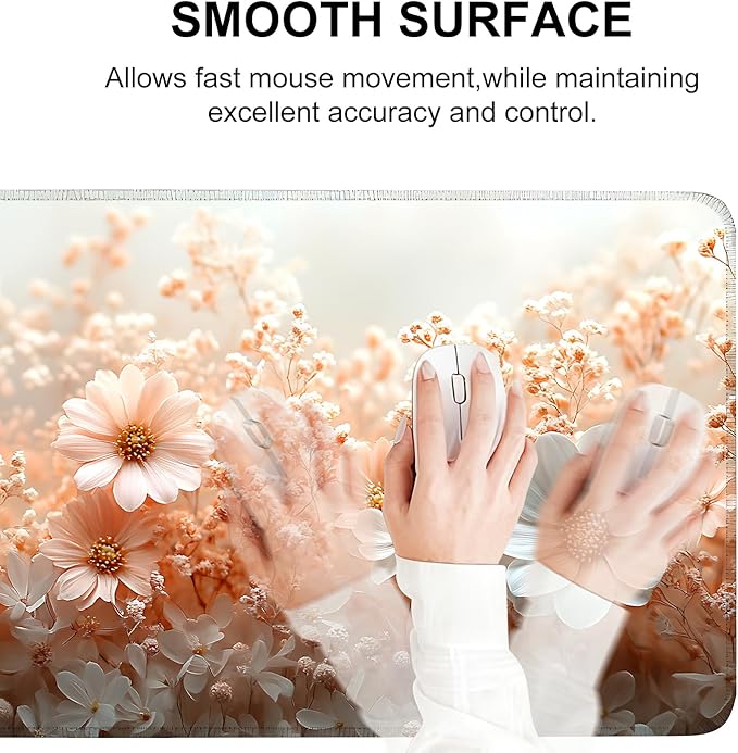 Mouse Pad, Large Anti-Slip with Stitched Edges Desk Mat Desktop Laptop Computer Desk Keyboard Mat,Table Protector Blotter Mat (Powder, 35.4" x 15.7")