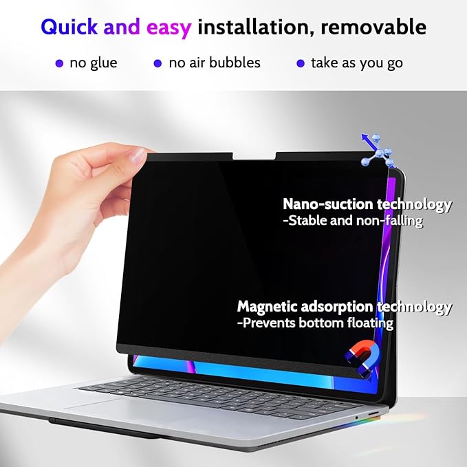 Peslv Magnetic Privacy Screen for Microsoft Surface Laptop Studio 2/1 14.4-Inch, Removable Anti Blue Light Glare Filter, Black Security Private Spy Block Protector