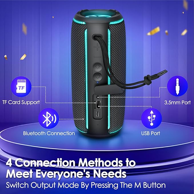 INFURTURE Portable Bluetooth Speaker with 40W Powerful Sound, RGB Lights, 4-in-1 Versatile Connectivity & Bluetooth 5.4 for Home/Party/Outdoor, TWS Pairing, 15H Playtime, Gifts for Teens/Men/Women