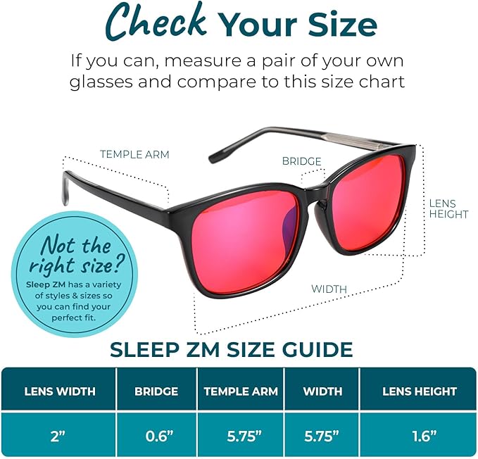 Sleep ZM Blue Light Blocking & Light Sensitivity Glasses - 8 Lens Types for Comfort, Relaxation, Sleep & Relief - 50+ Styles