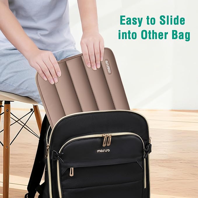 MOSISO Laptop Case 13.3 inch,13-13.3 inch Puffy Laptop Sleeve Compatible with MacBook Air 13.6 M5 M4 M3 M2 M1/Neo/Pro 13/14,HP Dell ASUS Lenovo,Polyester Horizontal Bag with Small Case, Brown | 13.3 inch, Polyester, Horizontal Bag, with Small Case, Brown