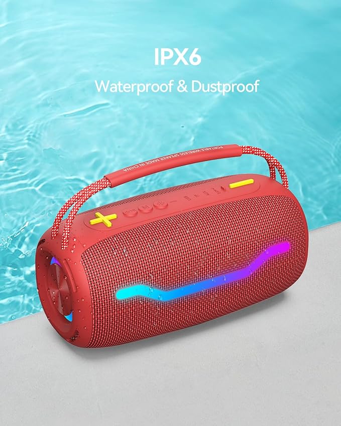 Portable Bluetooth Speaker with Light, Waterproof Karaoke Machine for Adults & Kids, Loud Sound and Deep Bass, Up to 8H Playtime, Support Bluetooth/AUX/USB for Home, Party, Outdoor and Travel