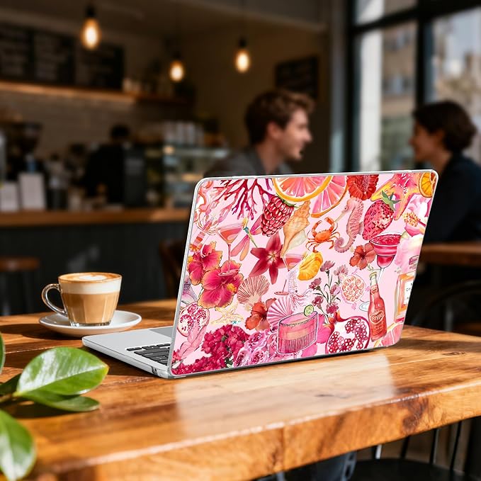 B BELK Compatible with MacBook Air 13 inch Case 2026-2022 M5 M4 M3 M2 A3449 A3240 A3113 A2681, Plastic Hard Shell+Keyboard Cover+Screen Protector for MacBook Air 13.6 inch Case, Tropical Pink Collage