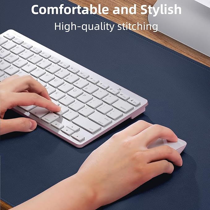 Desk Pad PU Leather Large Mouse Pad Laptop Computer Desk Mat Table Blotter Desktop Waterproof Non-Slip Protector for Office and Home (Dark Blue, 120x43cm)