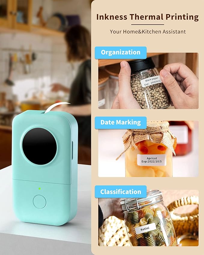 Phomemo Label Maker D30 Labeler,Sticker Printer Machine,Portable Bluetooth Label Printer,Labeler for Gift Office Home Organization,Back to School Supplies for Kids,Teacher (USB Rechargeable)-Green