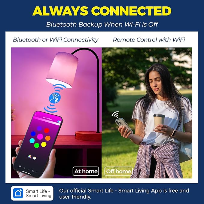 Lightinginside Smart Light Bulbs 60W Equivalent, WiFi Smart Bulb Compatible with Alexa/Google Assistant/Smart Life, A19 E26 RGBCW Color Changing, No Hub Required,2.4G WiFi, ETL Listed, 9W 800LM, 2PCS