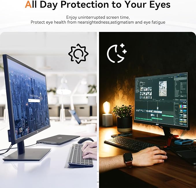 [2-Pack] 27 Inch Computer Blue Light Blocking Screen Protector for 16:9 Widescreen Monitor, Anti Glare Anti-UV Eye Protection Desktop PC LED Monitor Filter, Removable Anti-Scratch Screen Film 27in