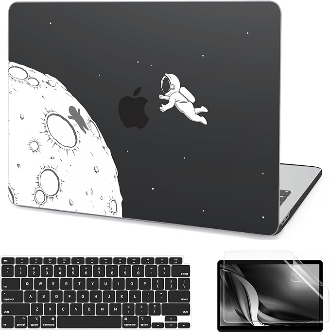 AKIT Compatible with MacBook Air 13 Inch Case M1 2022 2021 2020 2019 2018 A2337 A2179 A1932, Unique Pattern Hard Shell Laptop Case+Screen Protector+Keyboard Cover for MacBook Air 13.3 Inch, Astronaut