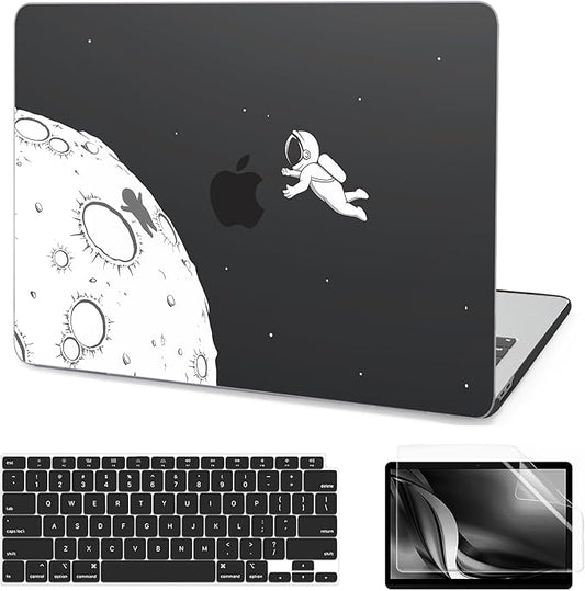 AKIT Compatible with MacBook Air 13 Inch Case M1 2022 2021 2020 2019 2018 A2337 A2179 A1932, Unique Pattern Hard Shell Laptop Case+Screen Protector+Keyboard Cover for MacBook Air 13.3 Inch, Astronaut