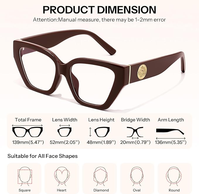 FEISEDY Women Cat Eye Blue Light Blocking Glasses Trendy Cateye Design for Daily Wear B0350