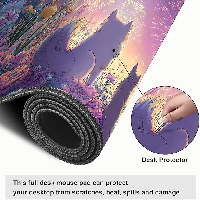 Mouse Pad, Large Anti-Slip with Stitched Edges Desk Mat Desktop Laptop Computer Desk Keyboard Mat,Table Protector Blotter Mat (Dog, 31.5" x 11.8")