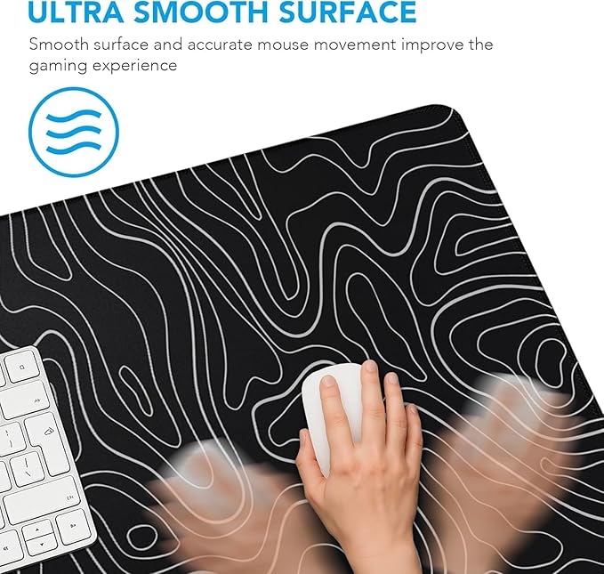 Large Mouse Pad, Waterproof Gaming Mousepad with Non-Slip Rubber Base, Stitched Edges, XXL Computer Long Keyboard Mouse Mat for Gamer, Office & Home, 31.5" x 15.7", Black White Lines