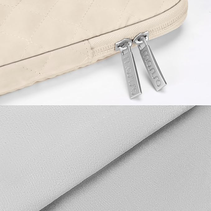 MOSISO Laptop Case 16 inch, 15-15.6 inch Laptop Sleeve Compatible with MacBook Pro 16, HP Dell Acer ASUS Lenovo Notebook, Square Quilted Vertical Computer Bag with Pocket&Small Case, Sand