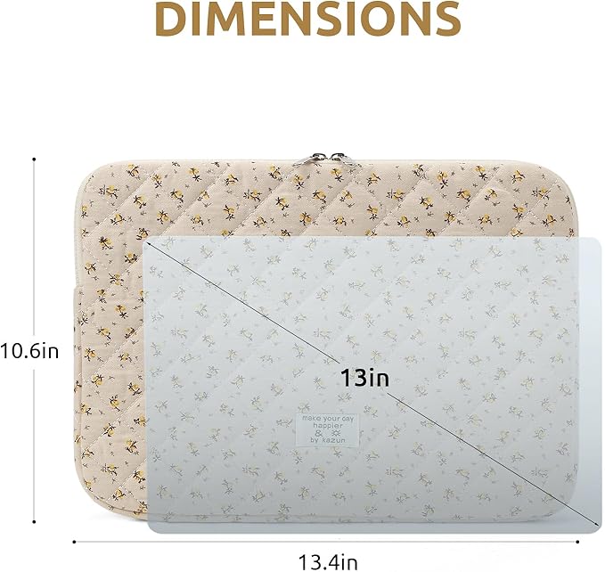 Puffy Laptop Sleeve 13 Inch Cute Quilted Laptop Protective Case Padded Floral Computer Sleeve for MacBook (A-Yellow, 13 Inch)
