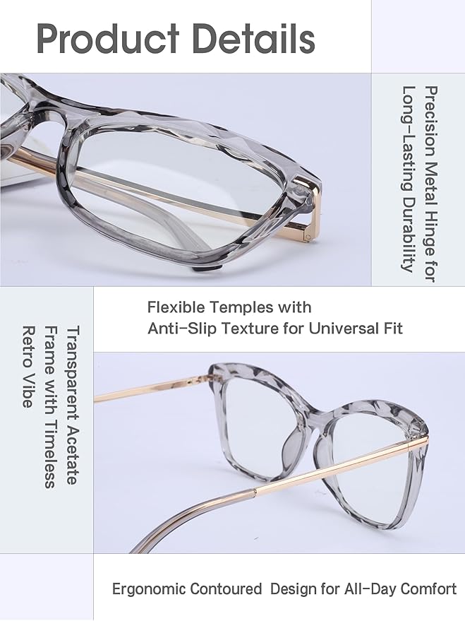 Blue Light Glasses For Woman, Computer Glasses Blue Light Glasses Men Premium Lenses For Daily Screen Use - Work & Gaming.
