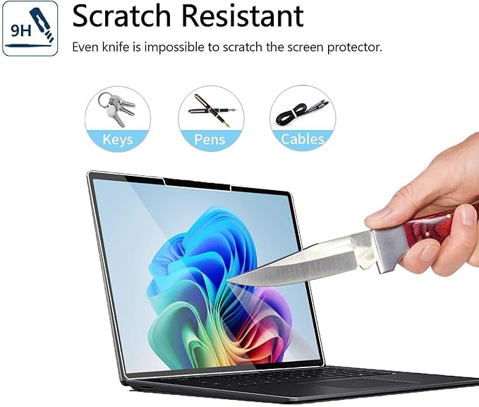 Megoo ArmorShield Screen Protector for Surface Laptop 13 Inch (2025), Tempered Glass, [9H+ Military Grade] [3X Shatterproof Protection], HD Clear, Easy Installation, 2 Pack