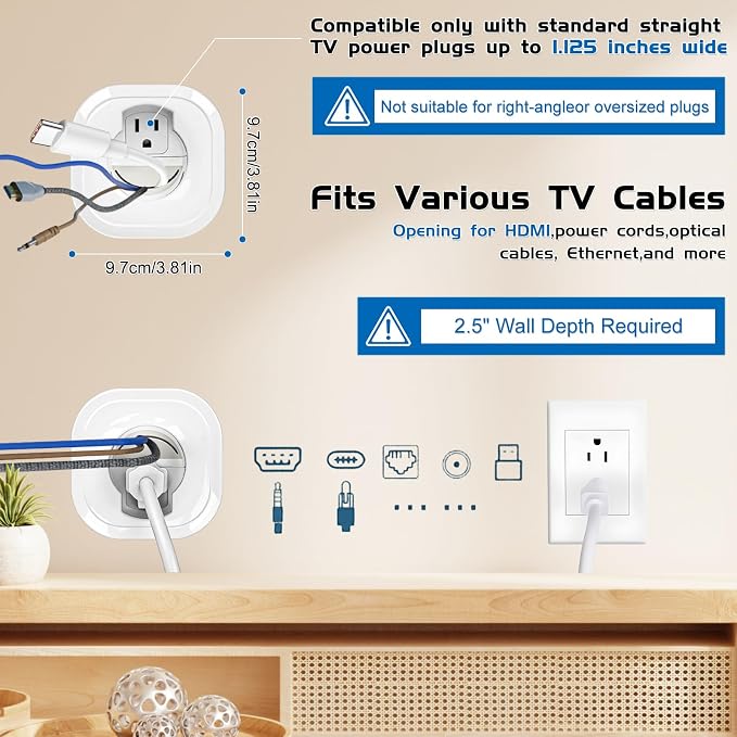 in Wall Cable Management Kit,All-in-One Voltage Adapted Cable Organizer, Streamline Wires for Living Room/Office | Easy Install Wall Wire Hider, with Drill Hardware in Wall Cable Management - Image 2