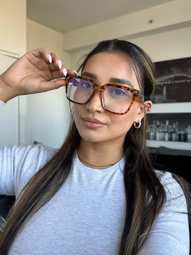 VISOONE Rectangle TR90 Blue Light Blocking Glasses Computer Eyewear with Preppy Look for Women and Men Cougar