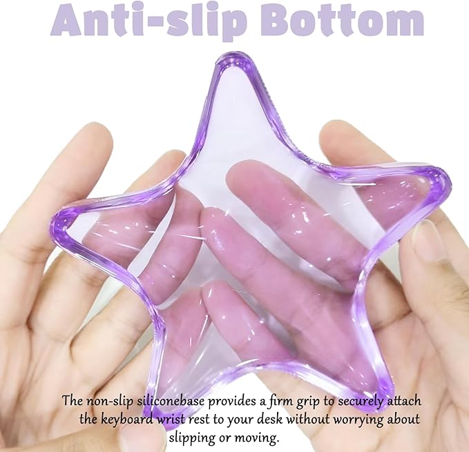 Gel Wrist Rest for Keyboard and Mouse Transparent Purple Sea Star Elbow Pad Cushion Ergonomic Cute Clear Cool Mouse Wrist Pad Silicone Non-Slip Support for Computer Gaming Hand Pillow Ocean Beach