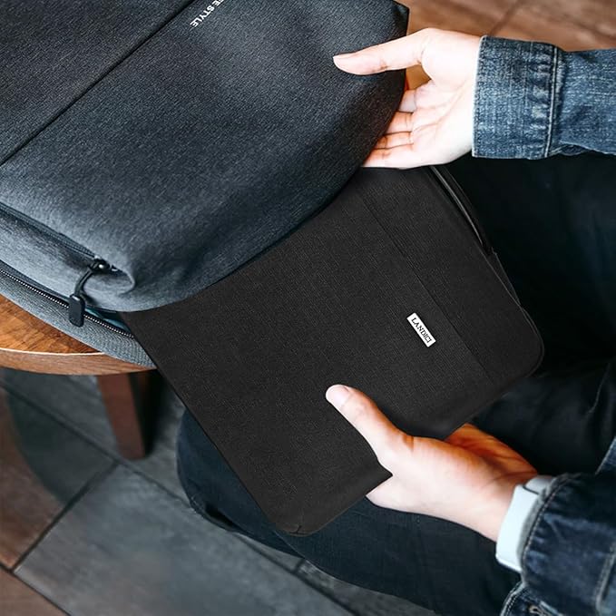 LANDICI 360°Laptop Sleeve Case 14 15 Inch Compatible with MacBook Air 15 M2/M3/M4 2022-2025, MacBook Pro 15, Hp chromebook 14, Waterproof Computer Bag Cover with Handle, Black