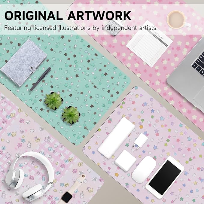 AUPET Leather Desk Pad Blotter Mat, Large Mouse Pad, Non-Slip Waterproof Desk Writing Pad Protector, Desk Decor for Office，Home，Gaming (Mint Chocalate Starry, 35.4X15.7 inch)