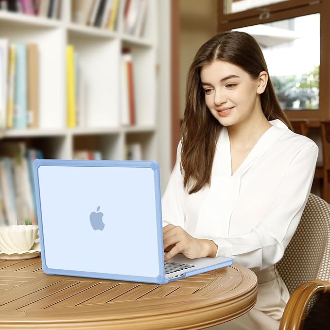 MOSISO Compatible with MacBook Air 13 inch Case M5 2026 M4 2025 M3 M2 2024-2022 A3449 A3240 A3113 A2681,3 in 1 Kit Crack-Resistant Heavy Duty Protective Plastic Hard Case with TPU Bumper, Air Blue