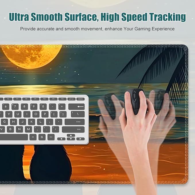 Love Cats Desk Matt for Desktop, Mouse Pad Mat, Desk Mat for Keyboard and Mouse, XXL Large Mouse Pad for Desk, Anti-Slip Big Mousepad with Stitched Edges, Mouse Mat for Computer Laptop Women Men Cute