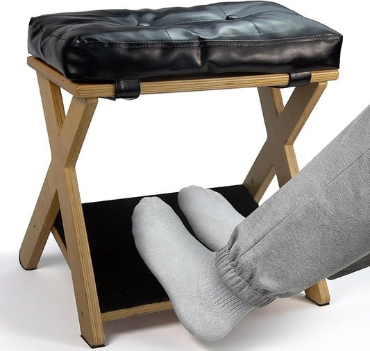 Wooden Office Foot Rest Under Desk Adjustable Height, Foot Rest for Changing Sitting Posture in The Office (Pine Wood)