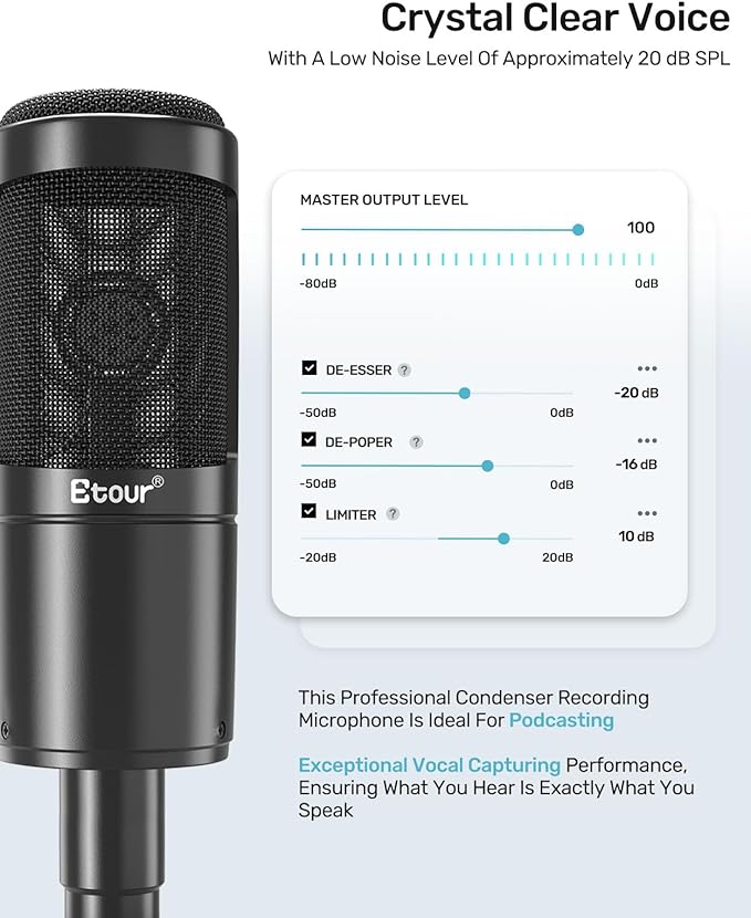 Cardioid Condenser Microphone Set [Inclusion Dedicated Shock Mount & XLR Cable], Computer Podcast Mic for Singing Ideal Project/Home Studio Streaming for Gaming YouTube Recording Vocals