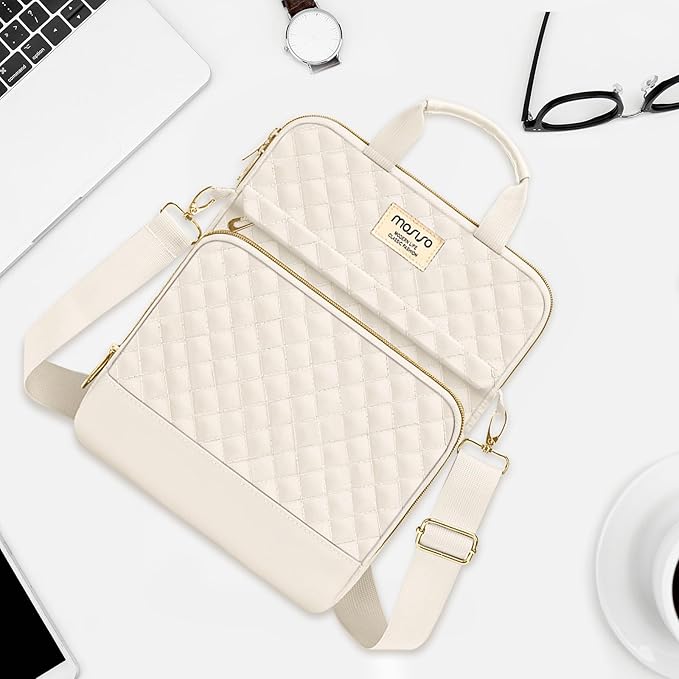 MOSISO 12.9 inch Tablet Sleeve Bag for iPad Pro 13 M4&iPad Air 13 M3 M2,iPad Pro 12.9 M2 M1 6/5,Surface Laptop Go 12.4,Galaxy Tab S8+/S9+ 12.4,Square Quilted Carrying Case with 2 Pockets, Sand