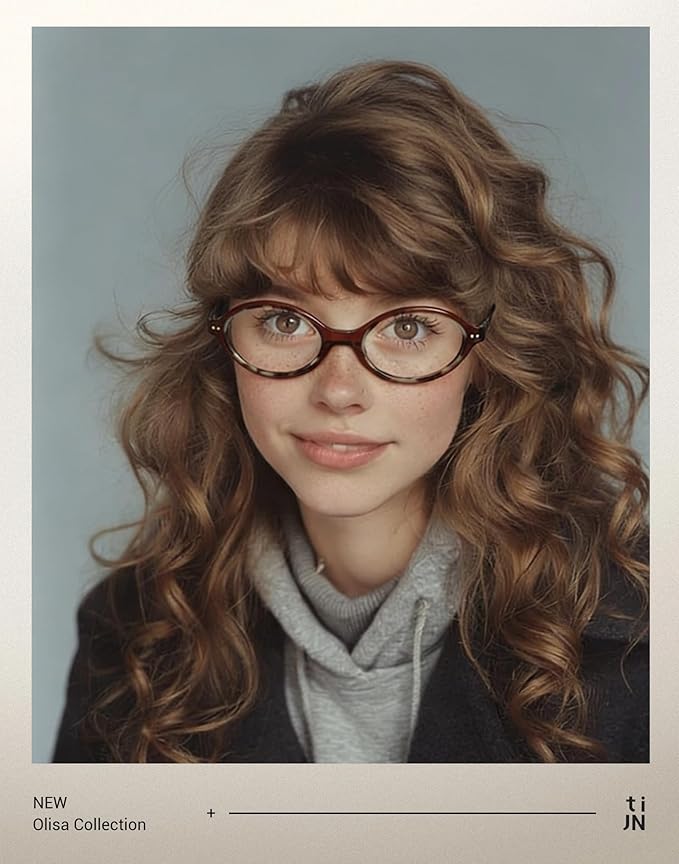 TIJN Olisa Blue Light Blocking Glasses for Women Men,Retro Oval Frame Bluelight Eyeglasses for Gaming/Computer/Screen