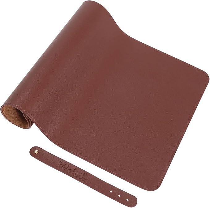 PU Leather Desk Pad Blotter 27x13 inches,Non-Slip Base Waterproof Surface Office Desk Mat,Large Computer Mouse Pad,Old Desktop Cover Decor,Brown