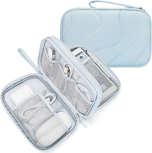 Skycase Tech Pouch - Lightweight Electronics Organizer Travel Case, Double Layers Cable Organizer, All-in-One Storage Bag for Charger, Cord, Phone, Flash Drive, Accessories