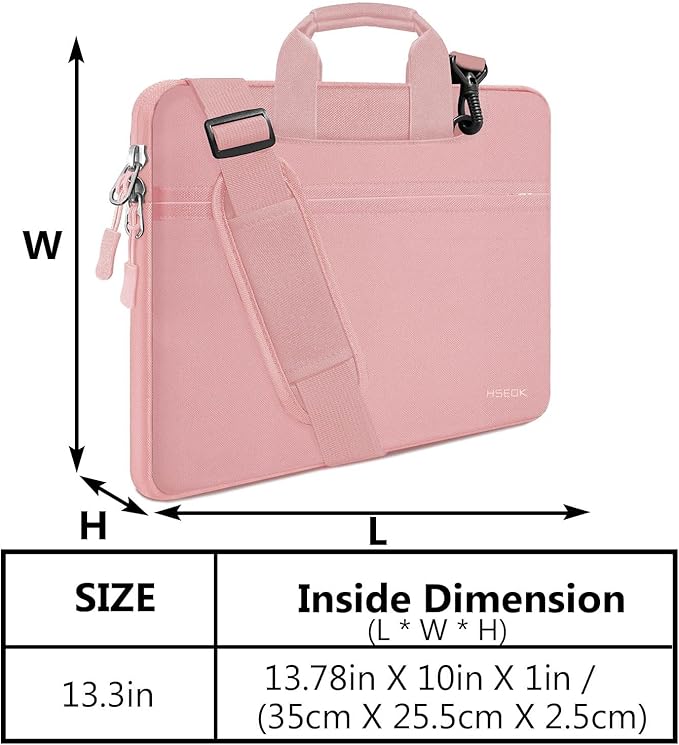 Hseok Laptop Shoulder Bag 13 13.3 14 Inch Case Compatible with MacBook Pro/Neo 14" M5/M4/M3/M2/M1,Mac Air/pro/Neo 13" and Most 13 13.3 14 Notebooks,Spill-Resistant Briefcase,Pink