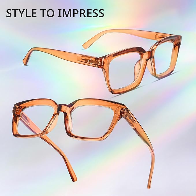 IBOANN Oversized Blue Light Glasses for Woman, Funky Fashion Glasses With Preppy Look, Reduce Screen Fatigue Computer Glasses