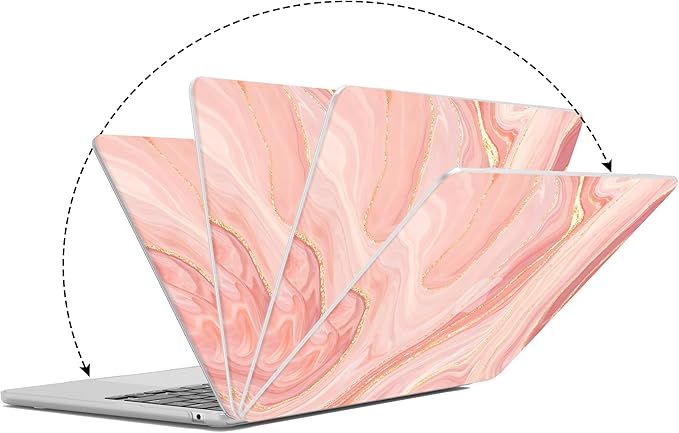 G JGOO Compatible with MacBook Air 13 inch Case 2026 2025-2022 M5 A3449 M4 A3240 M3 A3113 M2 A2681, Hard Shell for MacBook Air 13.6 inch Case + Keyboard Cover + Screen Protector, Pink Marble