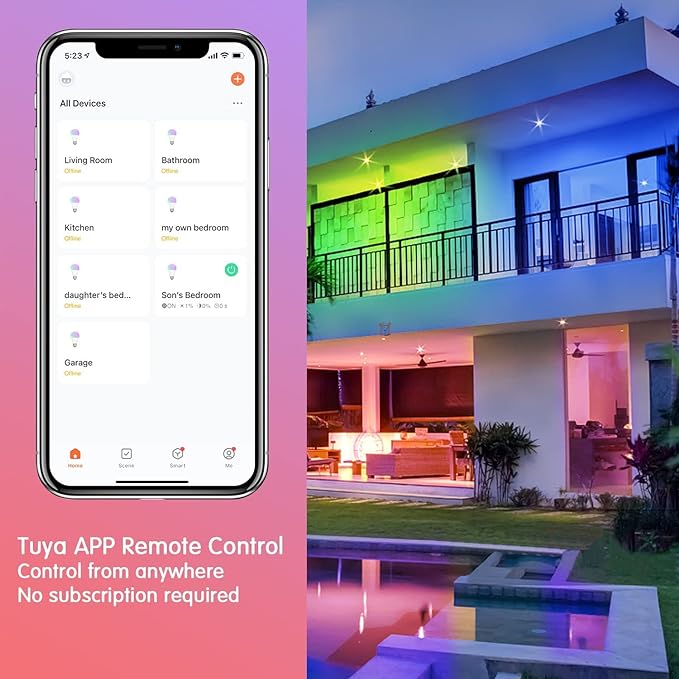 DAYBETTER WiFi Color Changing Smart Bulbs, Alexa & Google Home Compatible, Music Sync, A19/E26 9W 810LM Smart Home Lighting, 2 Pack