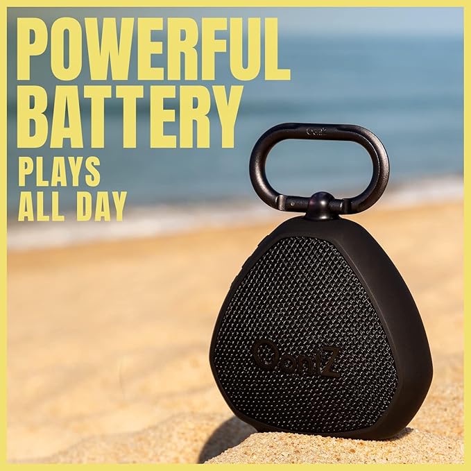 OontZ Angle Clip – Portable Bluetooth Speaker, 5W Stereo Sound, 12 Hour Playtime, Rich Bass, 100 Foot Wireless Range, IPX7 Waterproof, Outdoor, Travel, Great Gift (Black)