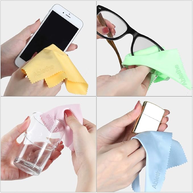 10 Pack Microfiber Cleaning Cloth for Glasses Large, Eye Glass Clean Cloths for Cleaning Lenses, Glasses, Screens, Cameras, Cell Phone, Eyeglasses, LCD TV Screens, Tablets ?€? - Image 2
