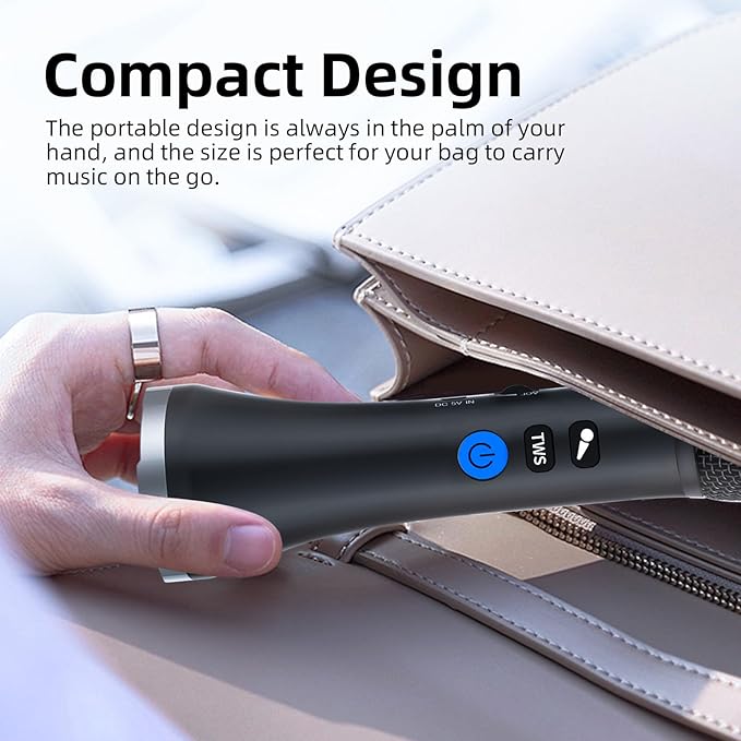 YF79 Wireless Bluetooth Microphone with 20W High Power, DSP Chip for Clear Sound, Dual Mic Connectivity for Duet Singing, One-Click Vocal Reduction for Karaoke, Portable Design with Loud Volume(Black)