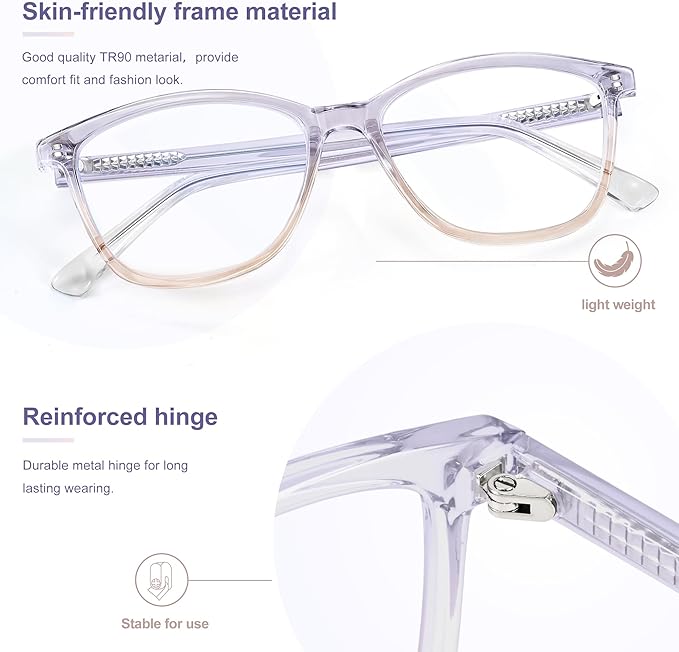 Madison Avenue Blue Light Blocking Glasses Anti Eyestrain UV Glare Blue Light Glasses for Women with Case, TV Phone Computer Gaming Eyeglasses (Purple Gradient Brown)