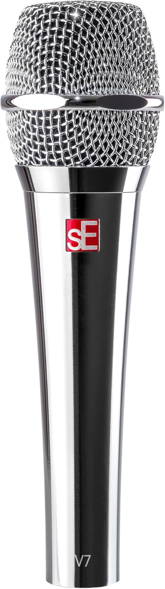 SE ELECTRONICS V7 Dynamic Microphone for Singing, Speech & Studio Recording - XLR Handheld Professional Microphone with Supercardioid Aluminum Voice Coil for Huge Gain Before Feedback - Chrome