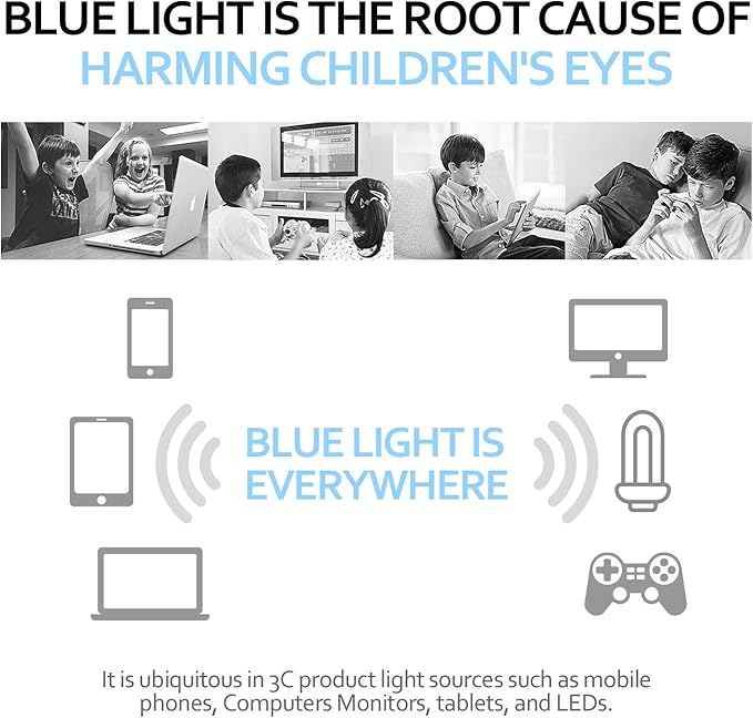 Blue Light Glasses for Kids Girls Boys with Cute Car Case, UV400 Protection, Anti Blue Ray Age3-12