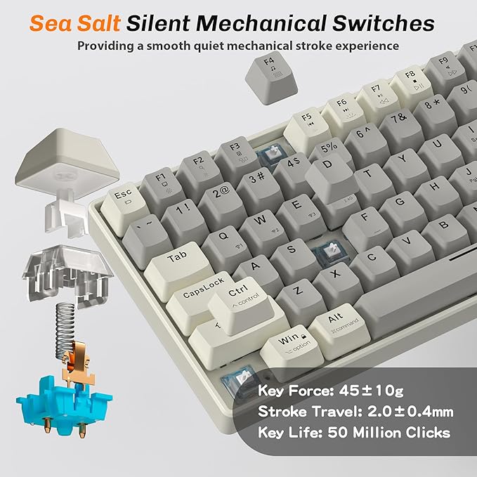 Wireless Mechanical Keyboard, 100-Key 96% Layout Gaming Keyboard with Wrist Rest, Hot-Swappable Silent Linear Switches, Tri-Mode BT/2.4G/USB-C, LED Backlit, 3000mAh Battery for Windows and Mac